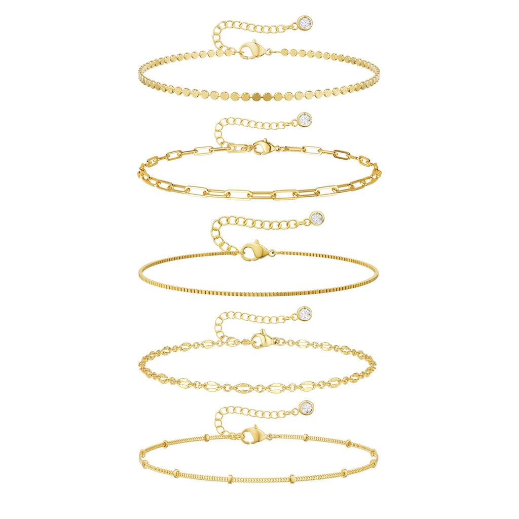 Dainty Gold Anklets for Women Waterproof