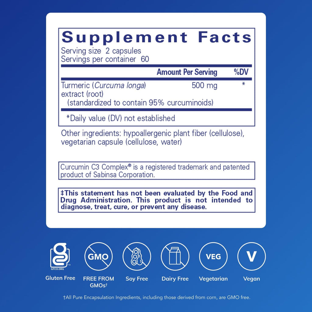 Pure Encapsulations Curcumin - 500 mg - Supports Joint Health & Liver Health - Curcuma Longa Capsule - Non-GMO & Vegan - 120 Capsules