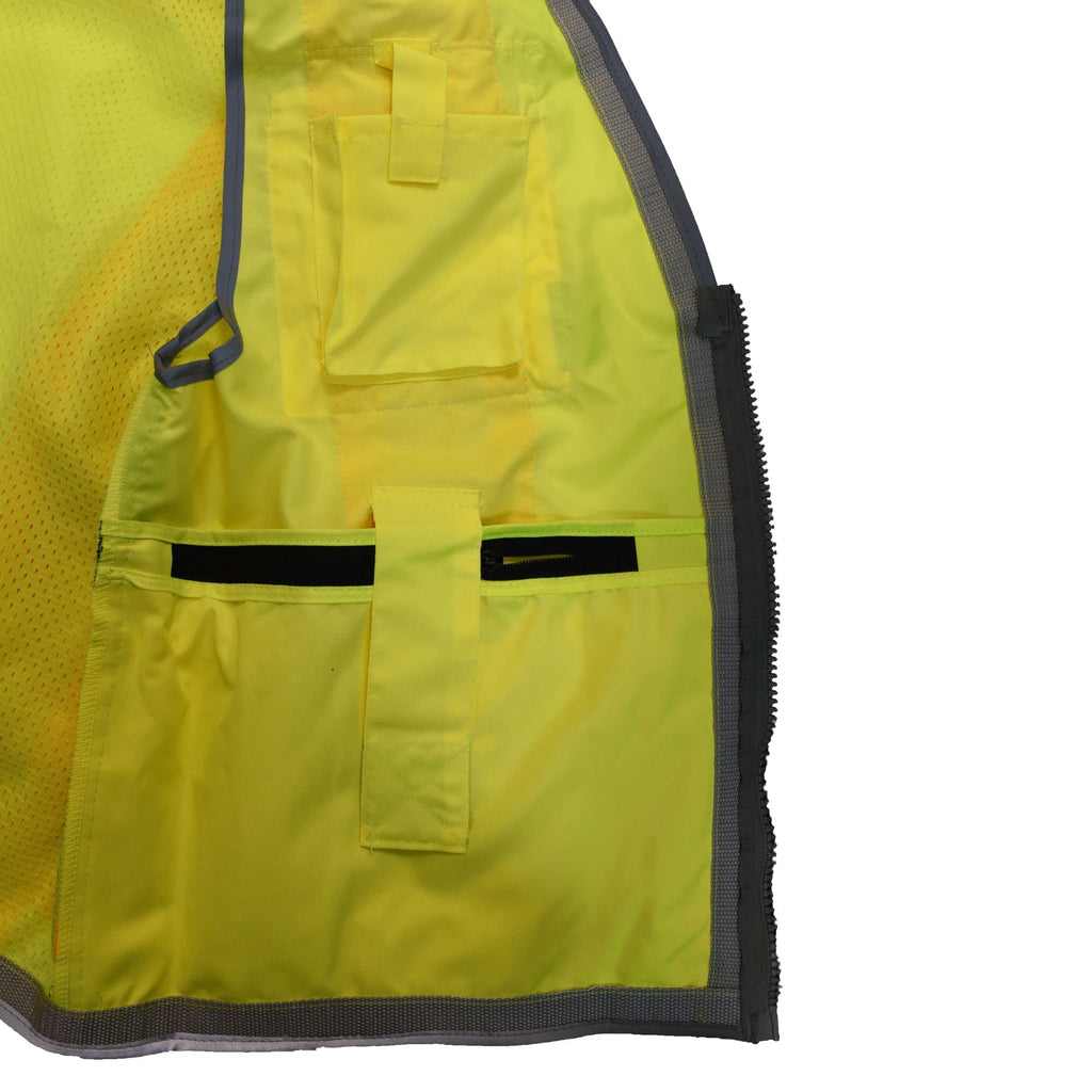 Radians SV55 Class 2 Heavy Woven Two Tone Engineer Vest With Padded Neck To Support Extra Weight In Cargo Pockets, Green, Medium