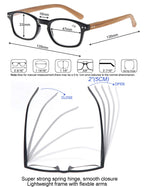 MODFANS 4 Pack Reading Glasses 2.5 Fashion Wood-Look Spring Hinges Stylish Readers Men Women
