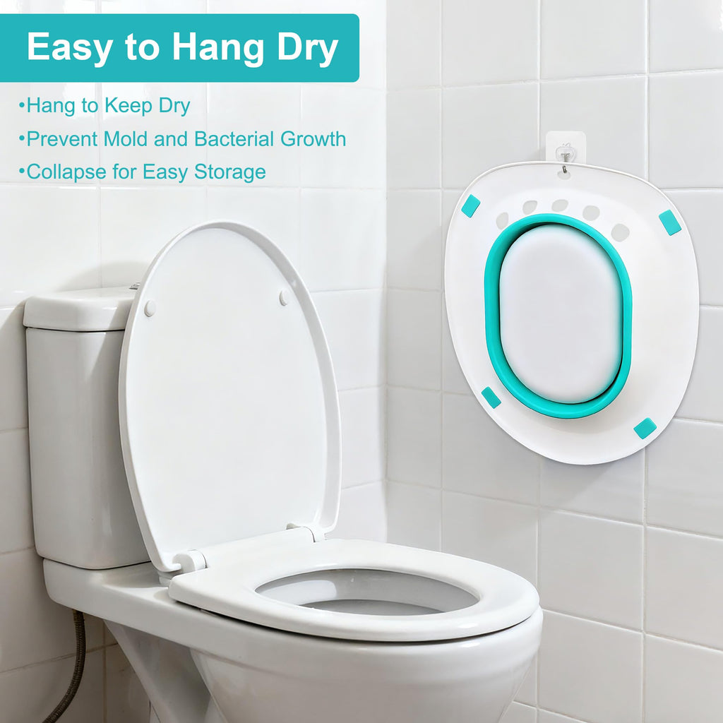 Electric Sitz Bath, Sitz Bath for Hemorrhoids, Sitz Bath for Toilet Seat, Sitz Bath for Postpartum Care, Sits Bath Kit for Women, Automatic Flushing, Foldable, Fits Universal Toilet