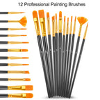 Caliart 24 Colors Acrylic Paint Set with 12 Brushes