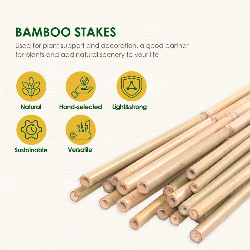 Cambaverd Bamboo Stakes 3ft, 50 Pack Garden Stakes, Bamboo Sticks for Plant