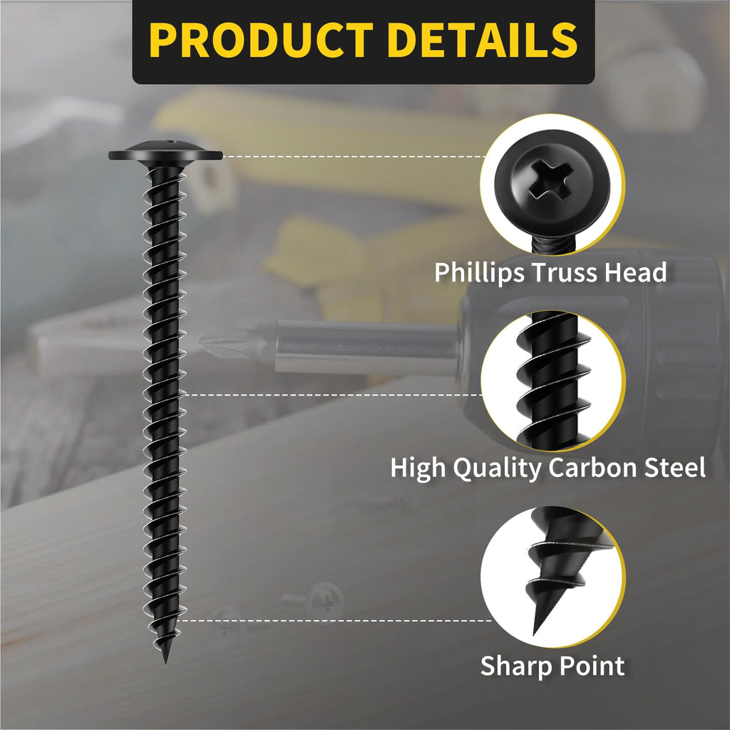 Wood Screws 2 Inch, 50 PCS FIXLINK Premium Truss Head Phillips Silver Wood Screws, Self Tapping Zinc Plated Modified Fast Truss Head Wood Screw Used in Indoor Furniture, Woodworking (#8 x 2)