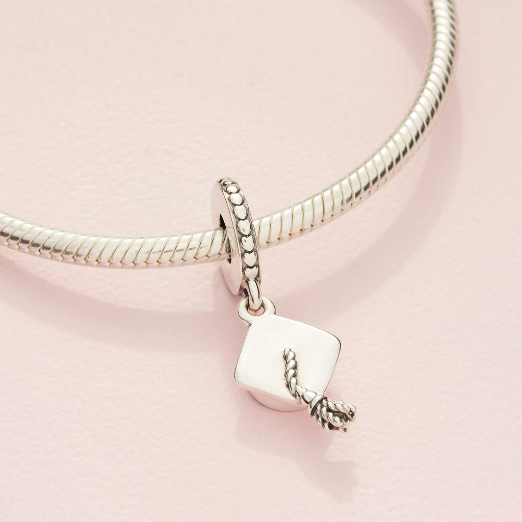 PANDORA Graduation Cap Dangle Charm - Hand-Finished Keepsake - Jewelry for Women with Gift Box - Compatible Moments Charm Bracelets - Sterling Silver
