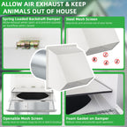 8 Inch Hooded Wall Vent with Screen and Damper,Outdoor Wall Exhaust Vent Cover Wall Cap for Exterior Kitchen Range Hood Ventilation Dryer HVAC Duct Air Exhaust, Galvanized Steel, White