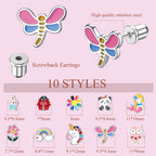 Hypoallergenic Screw Back Earrings for Women Girls Stainless Steel CZ Heart
