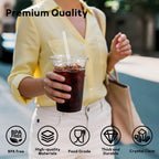 AOZITA 100 Pack - 16 oz Clear Plastic Cups with Lids and Straws, Food Safe Disposable Iced Coffee Cups for Cold Beverages, Smoothies, Iced Coffee, Leak-Proof, BPA-Free