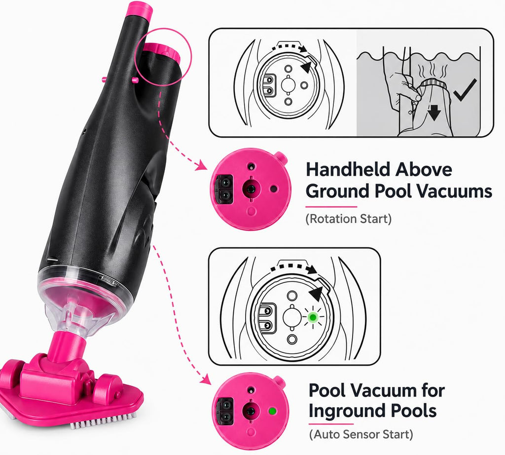 Rechargeable Handheld Hot Tub Spa Pool Vacuum, Cordless IPX8 Waterproof Cleaner with 90-Min Runtime, 2 Brush Heads, Spot Cleaner for Inflatable Pools, Spas & Small Pools up to 20ft, Dyson-Style Gray