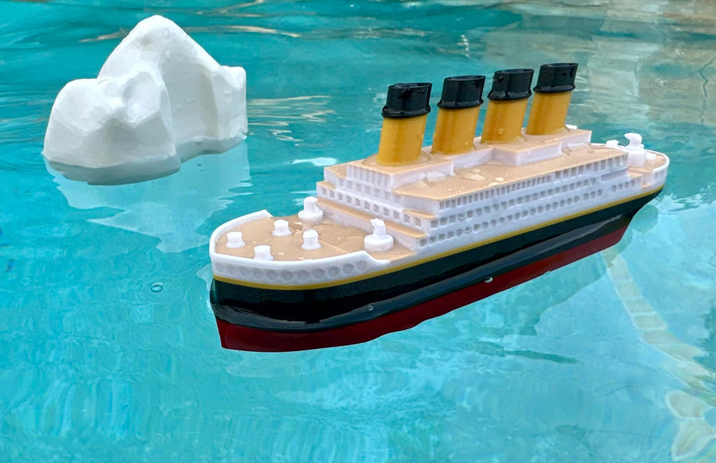 The Original 6 inch Floating Titanic Bath Toy from Tubtastic with free large Iceberg. Bath toy, Pool toy, RMS Titanic.