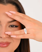 Rinfit Silicone Ring with Stone, Princess Cut CZ - Wht/Sil, Size 7
