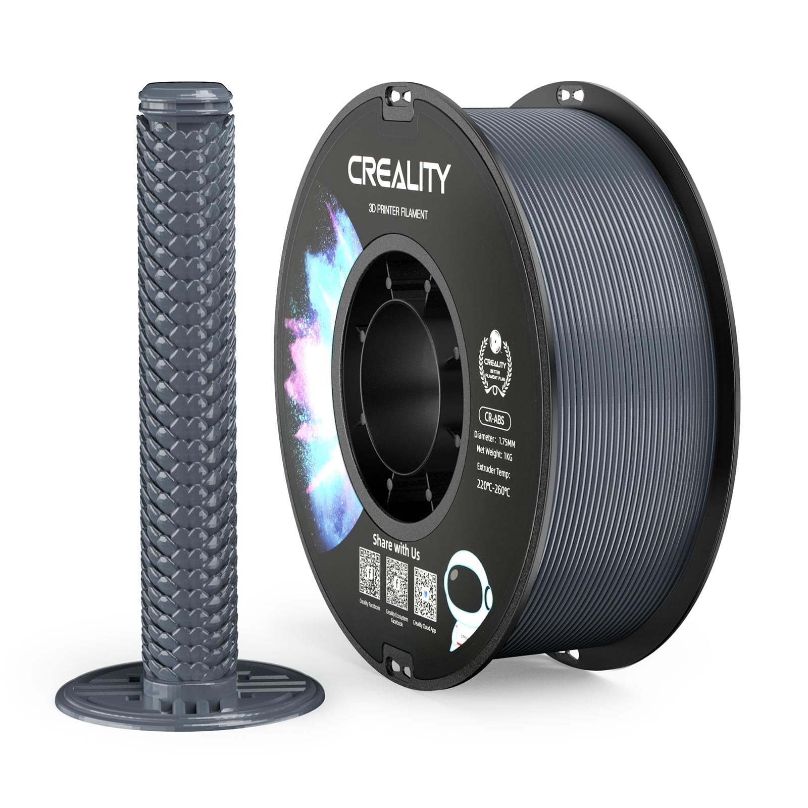 Creality ABS Filament 1.75mm, 3D Printer Filament, No-Tangling, Strong Bonding and Overhang Performance Dimensional Accuracy +/-0.02mm, 2.2lbs/Spool