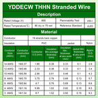 THHN Wire 10 Gauge 100 FT, 10 AWG Stranded OFC Copper Electrical Building Wire with Nylon Jacket PVC Insulation, Rated 600V for Residential, Industrial, CNC, Ground (10 Gauge, Green)