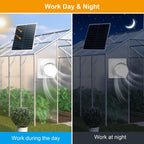 Solar Powered Fan with Battery Run Day/Night, 25W 9.8" Solar Fan for Chicken Coop with 2 Fan Speed/1-8 Cycle Timer, Waterproof Solar Greenhouse Fan for Shed, Chicken Coop, Greenhouse