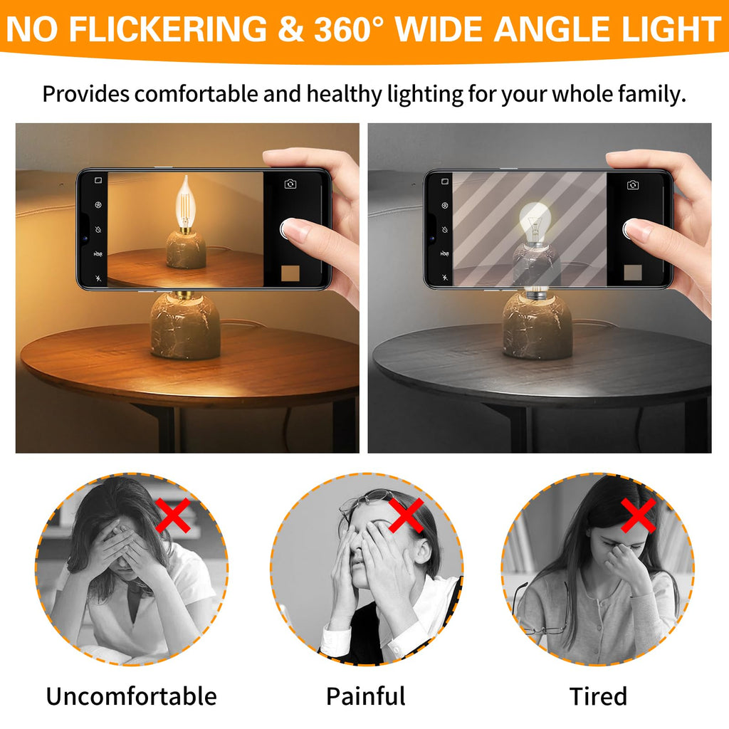IINVGOOD Dimmable LED Candelabra Bulbs 40 Watt Equivalent, 2700K Soft Warm White Chandelier Light Bulbs, 4W 460 Lumens Flame Tip Candle Light Bulbs, E12 Base Bulbs, 90+CRI, 12 Packs