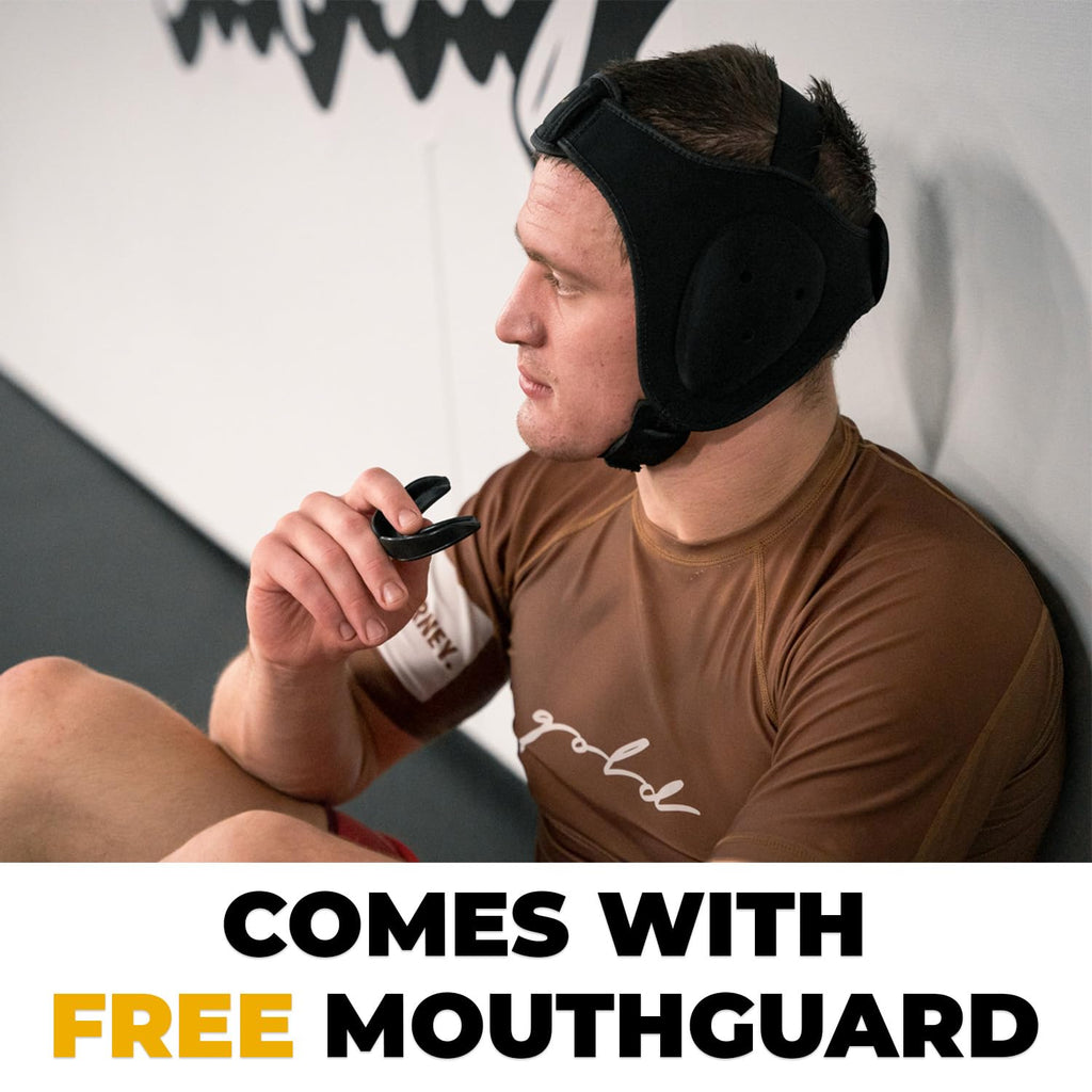 Gold BJJ Headgear for Jiu Jitsu, Wrestling, and MMA