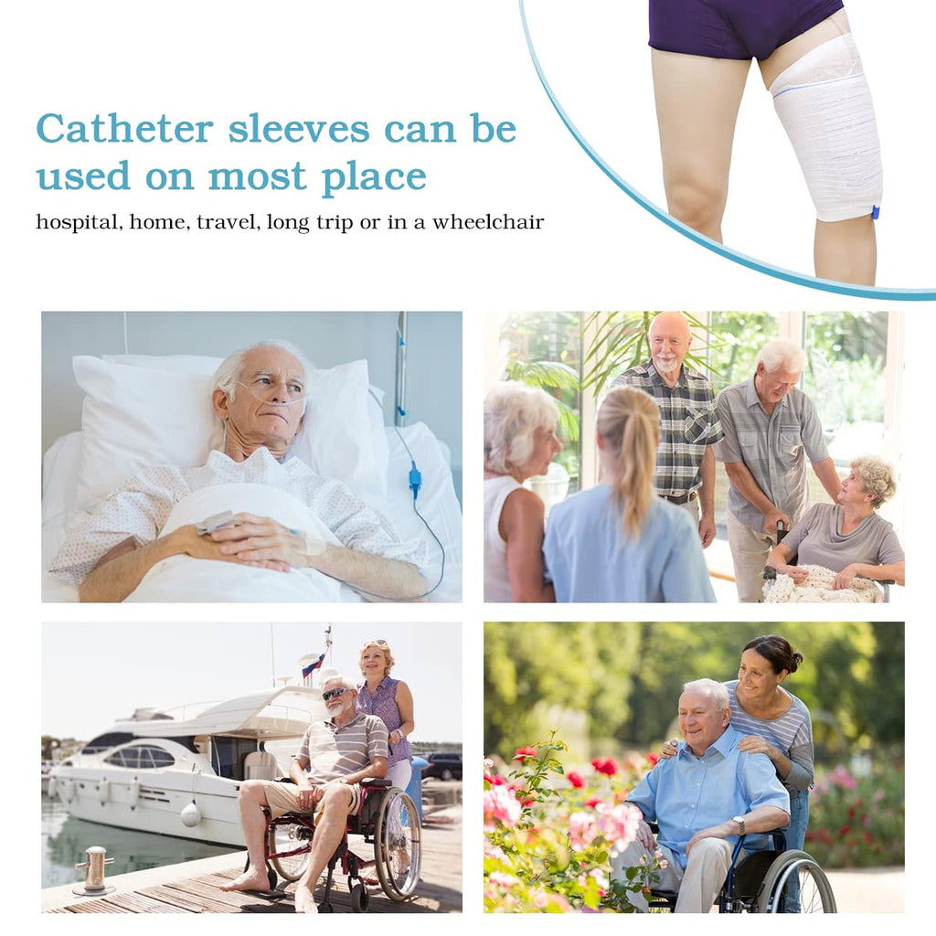 Catheter Leg Bag Holder 2 Count Fabric Catheter Sleeves Urine Leg Bag Holder - Urinary Drainage Bag Stay in Place Urine Bags for Legs Foley Catheter Bag Holder Strap for Men or Women Wheelchairs (M)