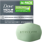 Dove Men+Care Soap Bar, Extra Fresh Scent 36-Pack – Hydrating 3-in-1 Body, Hand, and Face Cleanser for Men, 2.6 Oz Ea