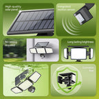 Philips Solar Security Light Outdoor 302 LED 1200lm，Solar-Powered Waterproof Wall-Mounted Flood Light w/PIR Motion Sensor, 3 Heads, IP65 Waterproof, 3 Modes (2 Packs)