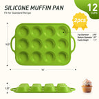 2 Packs 12 Cups Silicone Muffin Pan with Metal Reinforced Frame Regular Size Cupcake Pan Tray Egg Bites Silicone Circle Cookie Molds Muffin Tin Tart Pans Baking Sheet Set for Breakfast Sandwiches