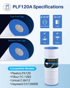 POOLPURE PA120 Pool Filter Replaces Hayward C1200, CX1200RE, Unicel C-8412, Filbur FC-1293, Clearwater II 125, Waterway Pro Clean PCCF-125, 817-0125N, 120 sq.ft Cartridge, 2 Pack