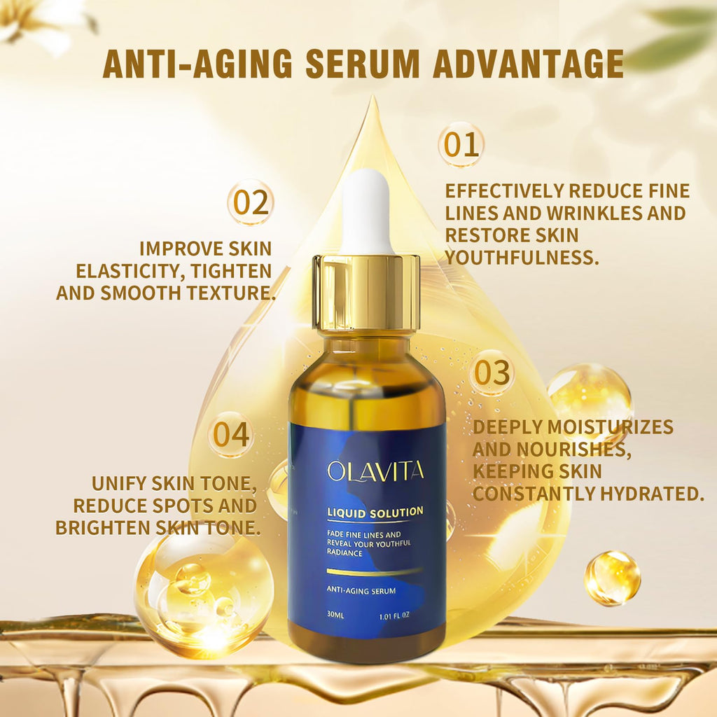 Olavita Facial Serum, Vitamin C & E Serum, Anti-Aging Firming Facial, Boosts Skin Collagen Production, Diminishes Fine Lines & Wrinkles for a Youthful Glow (2PCS)