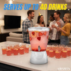 Drink Dispensers for Parties (2.5 Gallon) Large Plastic Water Dispenser for Counter Tops, No Mess, Easy to Assemble & Wash, Up to 40 Drinks, For Drinks, Juice, Punch & Water (2 Pack)