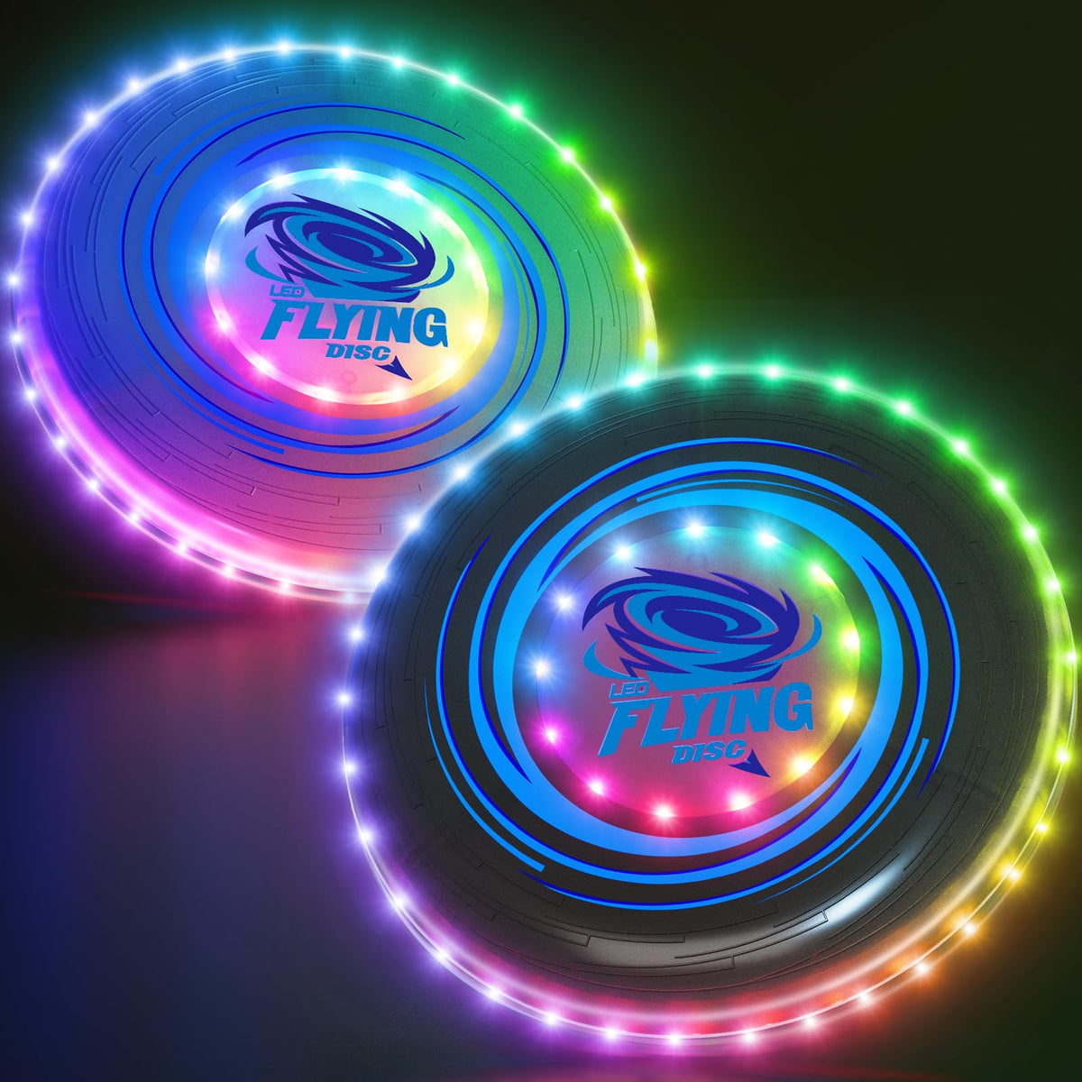 HYES 2 Pack Light up Flying Discs for Kids, 45 LEDs & 14 Lighting Modes