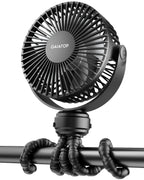 Gaiatop Mini Portable Stroller Fan, Small Clip on Fan 3 Speed Rechargeable
