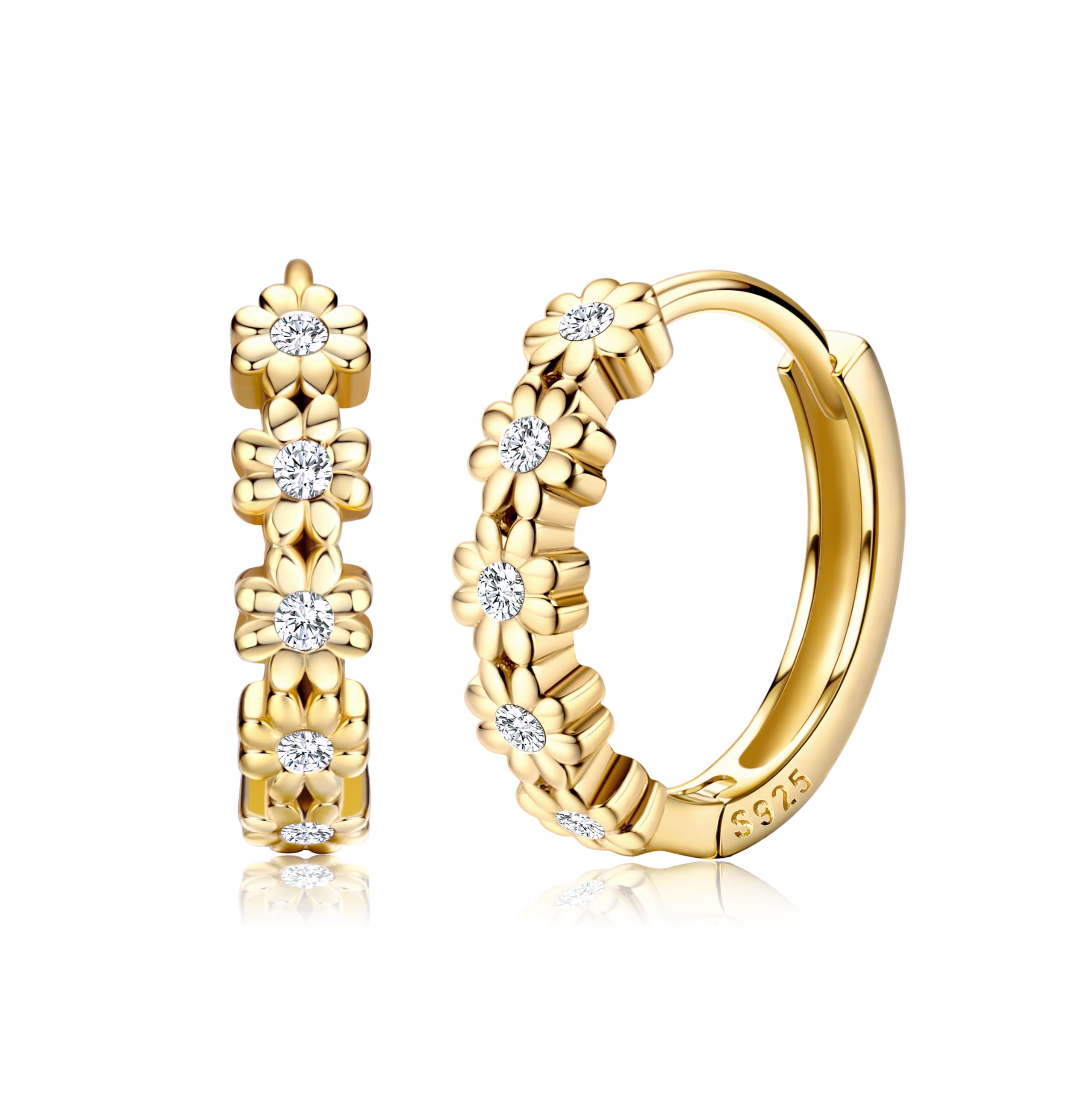 MILACOLATO Solid 925 Sterling Silver Daisy Hoop Earrings for Toddler Women