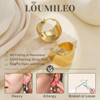 LOUMILEO 24MM Wide Thick Gold Hoop Earrings for Women Lightweight 30MM