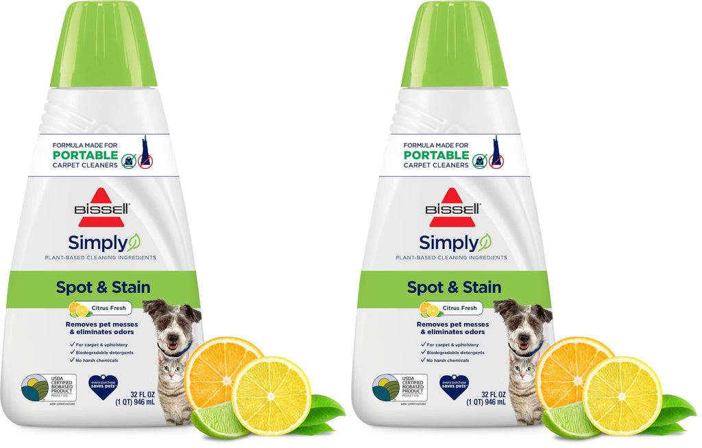 Bissell Simply Spot & Stain Portable Carpet Cleaner Formula,32 oz,3368,(Pack of 2)