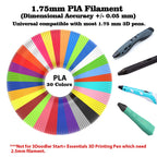 dikale 3D Pen Filament Refills 30 Colors, Bonus 250 Stencils eBooks - 3D Pen Filament PLA 1.75mm,Non-Toxic, Smooth Printing Refills