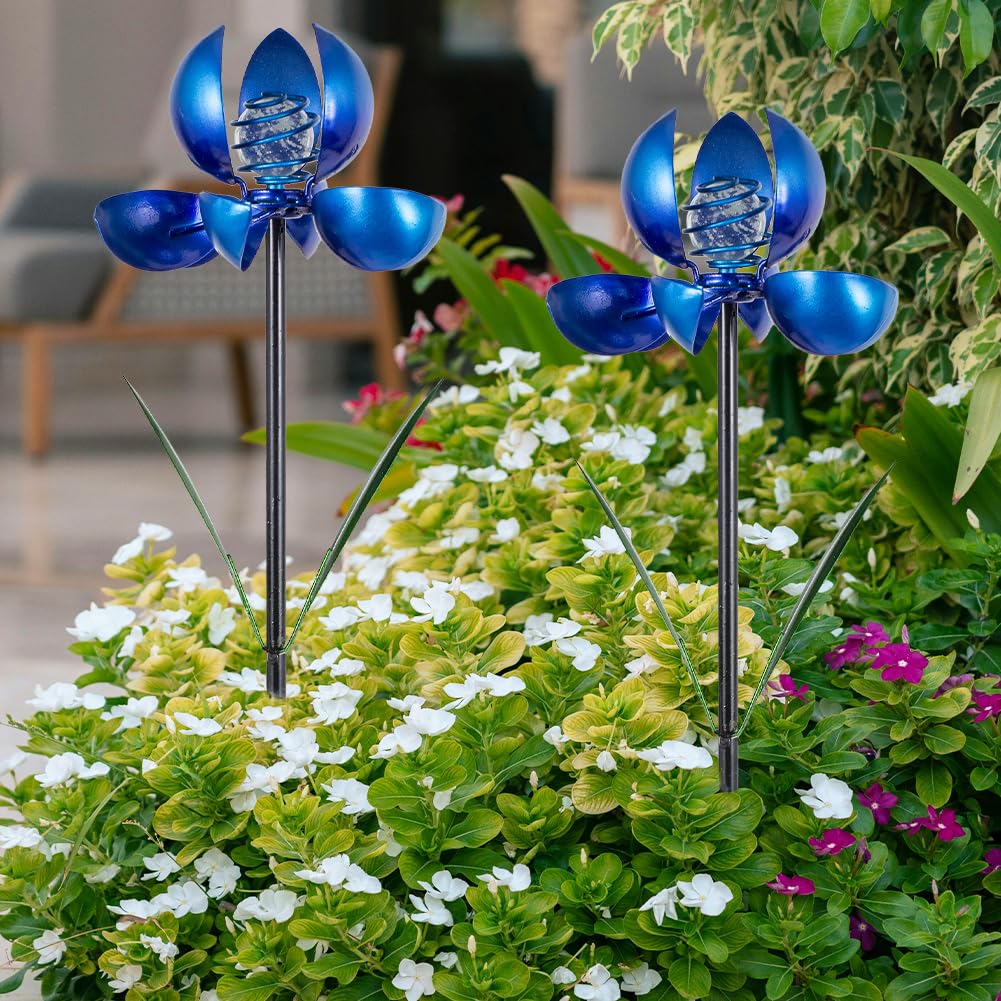 SATHGA Metal Wind Spinners Outdoor,2Pack Pinwheels for Yard and Garden, Decorative Garden Stakes for Patio,Lawn, Outdoor