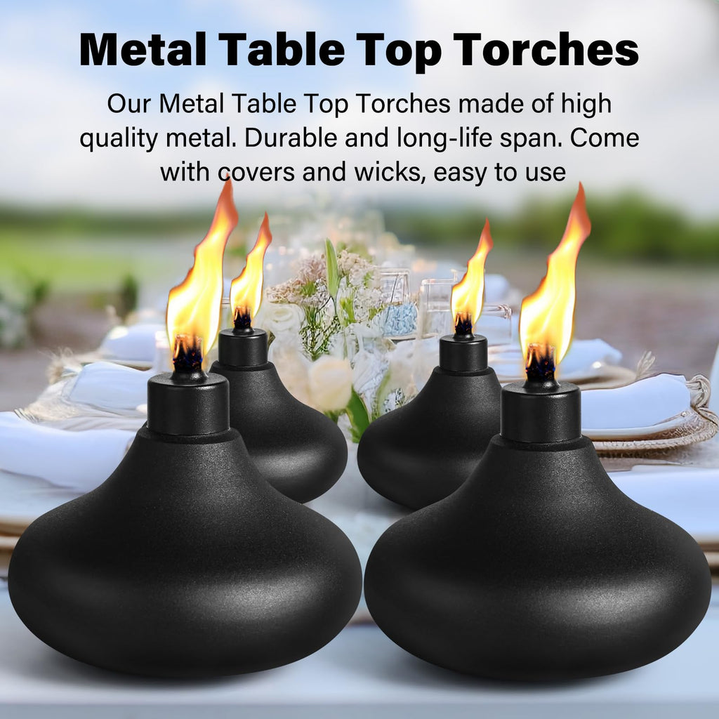 FAN-Torches 4 Pack Table Top Torches, 24.5oz Citronella Torches for Outside, Decorative Tabletop Lantern for Yard, Patio, Deck, Garden, Party, Landscape