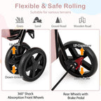HAPPAWS Dog Stroller with 2 Detachable Carrier, Pet Stroller for Small Medium Dogs Cats, Jogger/Travel/Camping, 4-in-1 Doggy Pet Carrier, Carrier Strolling Cart with Lockable Wheels (Light Pink)