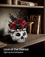 iATOM Skull Rose Bouquet Building Set, Compatible with Lego Flowers for Adult - Halloween Gothic Horror Skeleton Plant Pot Home Decor - Artificial Flower Botanical Collection Gifts, IA11008