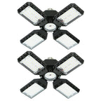 QiyuanLS 2-Pack LED Garage Light, 150W Deformable LED Ceiling Lights, 15000LM Garage Lighting with 4 Adjustable Panels, E26/E27 Shop Lights for Basement, Workshop, Attic