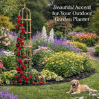 Plow & Hearth Metal Garden Obelisk | Indoor/Outdoor | Powder-Coated Steel | Trellis for Climbing | Floral Pattern | 11" Dia. x 7'H | Bronze