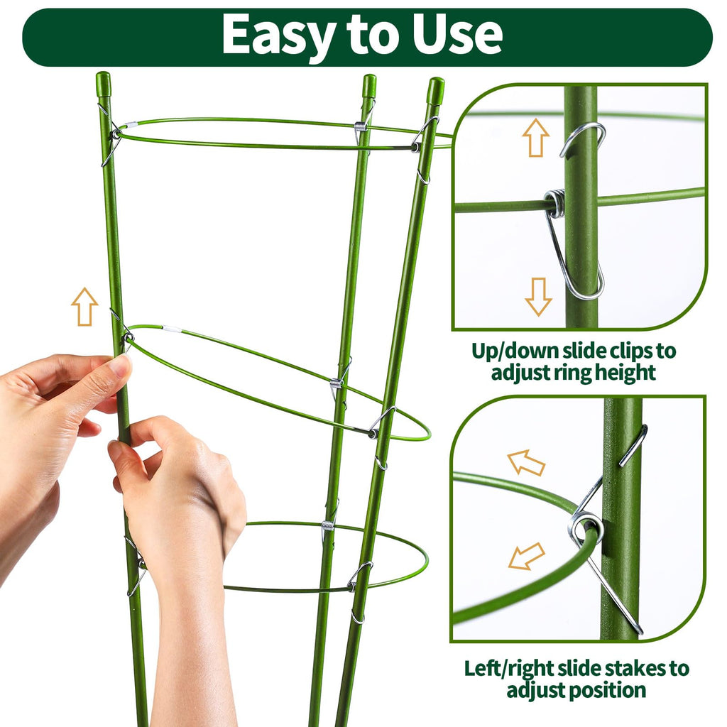 Gootaimi Large Tomato Cages, 24 Inch Tomato Cages for Garden, Plant Support Cages for Tomatoes, Potted Indoor Outdoor Plants, Flower Vine Climbing Plant Tomatoes Trellis, 2 Packs