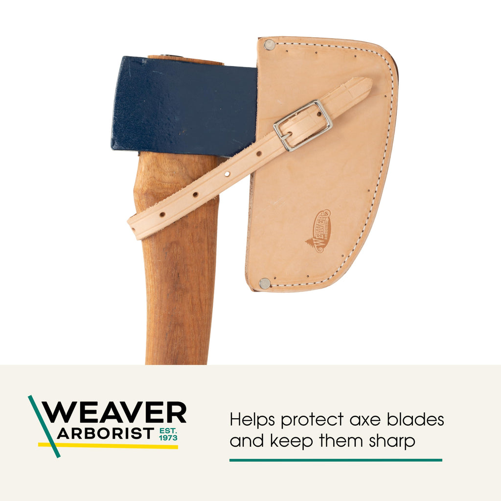 Weaver Arborist Axe Guard, One-Piece Top Grain Steer Hide Leather Hatchet Sheath with Adjustable Buckle Strap, Fits Edges up to 5-3/8 in, Tan