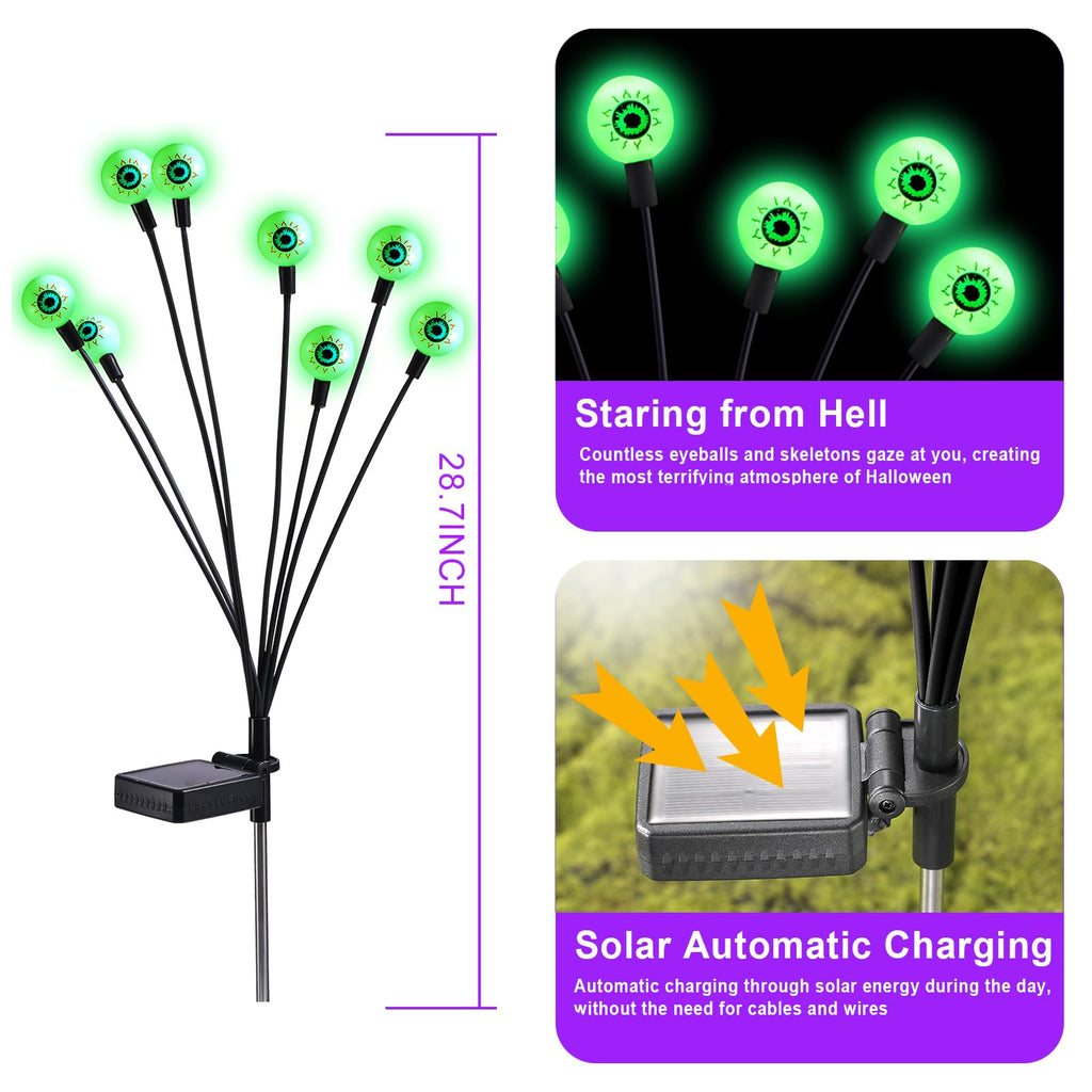 ASMAD Halloween Decorations Outdoor Solar Scary Eyeball Lights,4Pack 32LEDs