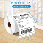 MFLABEL 4x6 Thermal Shipping Labels - 2 Rolls of 250, Perforated & Smudge-Proof Direct Thermal Labels Compatible with Rollo, Zebra, for Amazon UPS FedEx Shopify