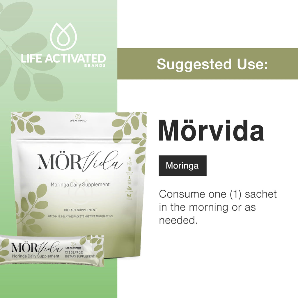 Mörvida Daily Supplement - Moringa Oleifera from The Himalayas - High in Vitamin C, Calcium & Protein -Rich in Minerals, Protein & More - 30 Sachets