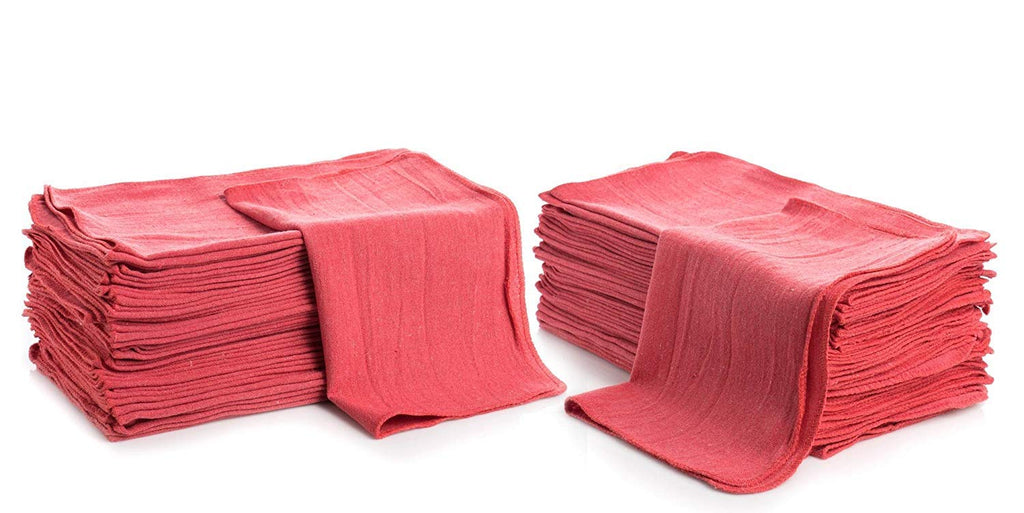 Simpli-Magic Cotton Shop Towels, Commercial Grade, Red, 145 Pack, Size: 14" x 12"