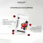 Barker Wellness D3 K2 Vitamin Gummies – Max Potency 6000IU D3 + 200mcg K2 for Strong Bones, Cardiovascular Wellness, Immune Support | Vegan, Sugar-Free, Delicious Mixed Berry | 30 Servings