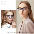 Distance Nearsighted Glasses for Women,Near Sighted Vision Driving Farsighted Eyeglasses,Oversized Nearsight See Far Away Sight Blue Light Computer Eye Glass,Fashion Cat-eye Farsighted TR90 Frame 2.0