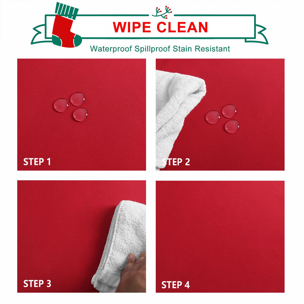 Hiasan Christmas Round Tablecloth 80 Inch - Waterproof Stain Resistant Spillproof Polyester Fabric Table Cloth for Dining Room Kitchen Party, Red