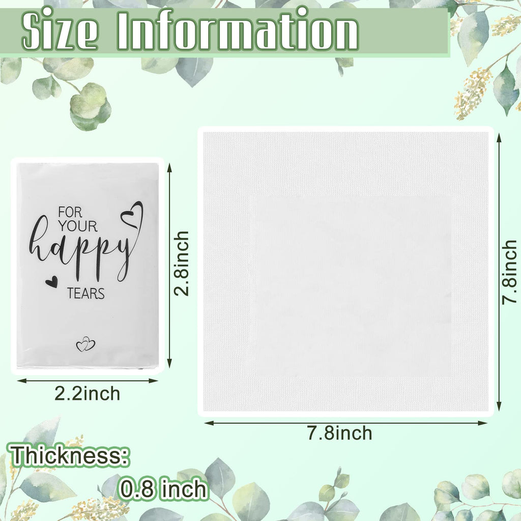 Spiareal 50 Pcs Happy Tears Tissues for Wedding 3 Ply for Your Happy Tears Tissues Packs for Guests Individual Mini Travel Size Pocket Paper for Wedding Party Favor Graduation