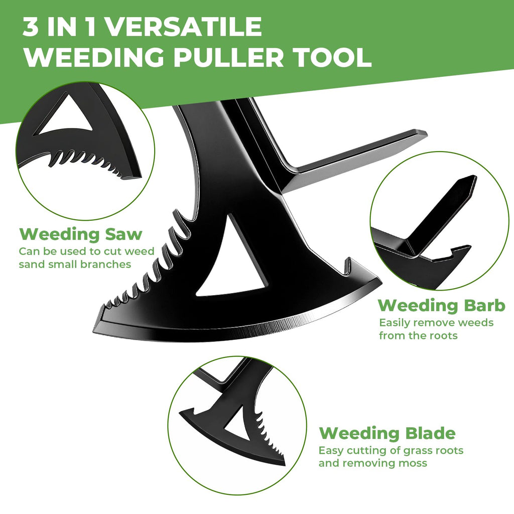 2 Crack Weeder Tool Set—5.1in Extended Metal Crevice Weeding Brush & Multi-Blade L-Shape Manganese Steel Weed Puller,Weeding Moss Remover Tool for Weeding